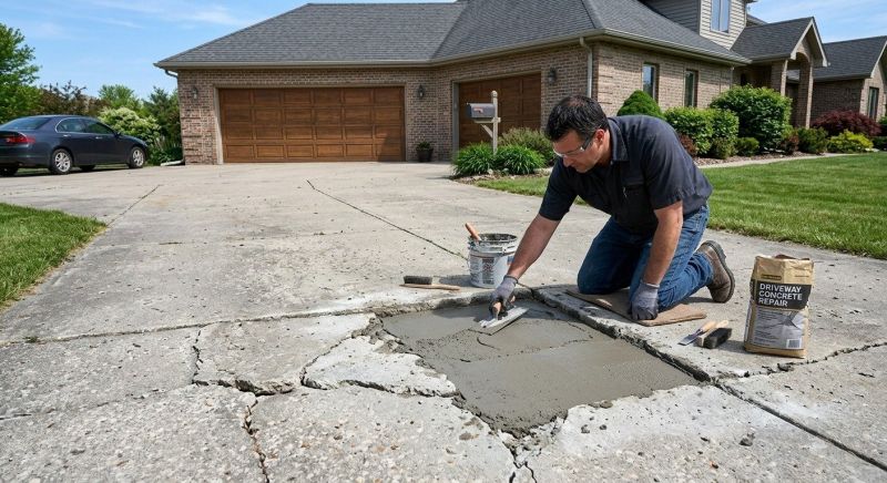 Concrete Driveway Crack Repair in West Des Moines, IA